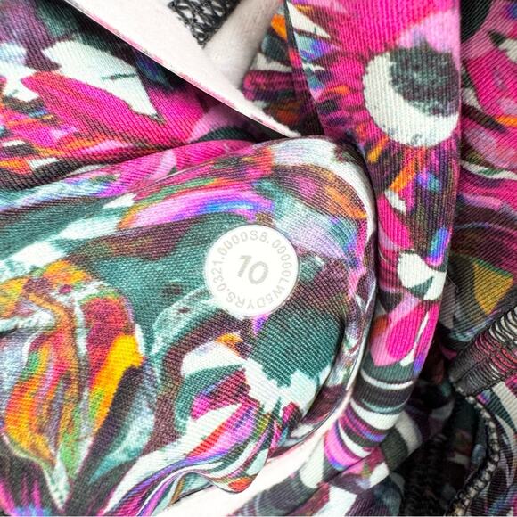 Lululemon Base Pace High-Rise Fleece Run Tight 28" Floral Electric Multi Size 10 - Picture 13 of 16
